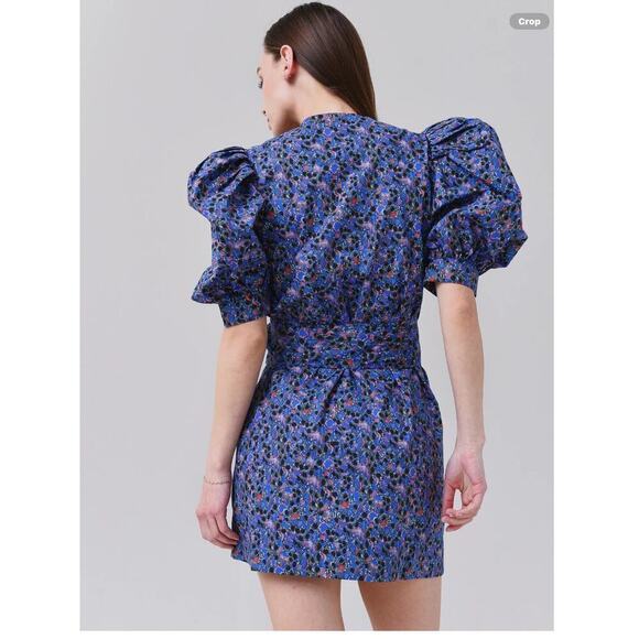 Hunter Bell The Hampton Dress In Geo Bloom Print Size Small Puff Shoulder Wrap - Picture 8 of 12